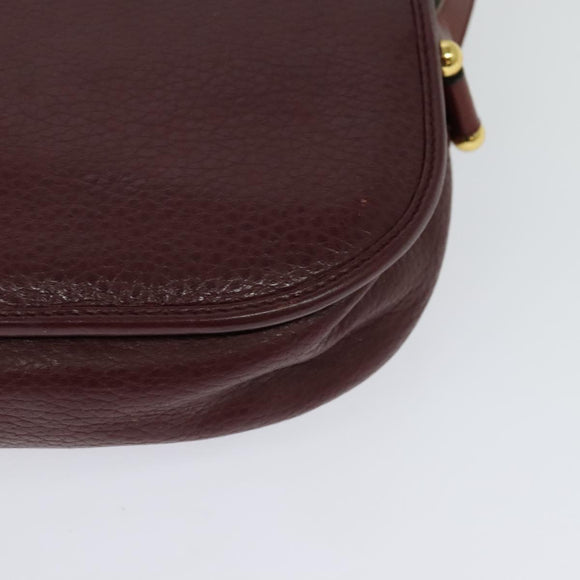 Christian Dior Shoulder Bag Leather Bordeaux Gold Auth BA3931