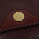 Christian Dior Shoulder Bag Leather Bordeaux Gold Auth BA3931-18