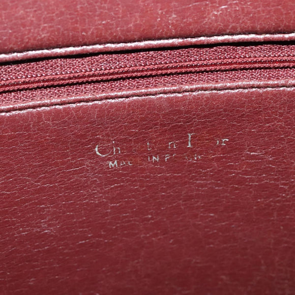 Christian Dior Shoulder Bag Leather Bordeaux Gold Auth BA3931