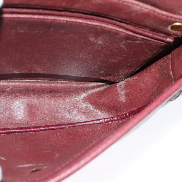 Christian Dior Shoulder Bag Leather Bordeaux Gold Auth BA3931