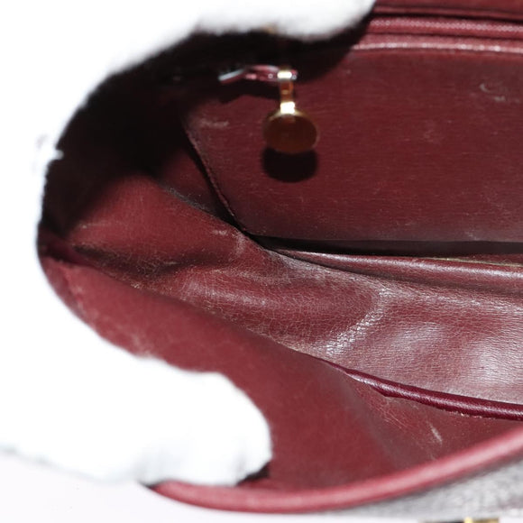 Christian Dior Shoulder Bag Leather Bordeaux Gold Auth BA3931