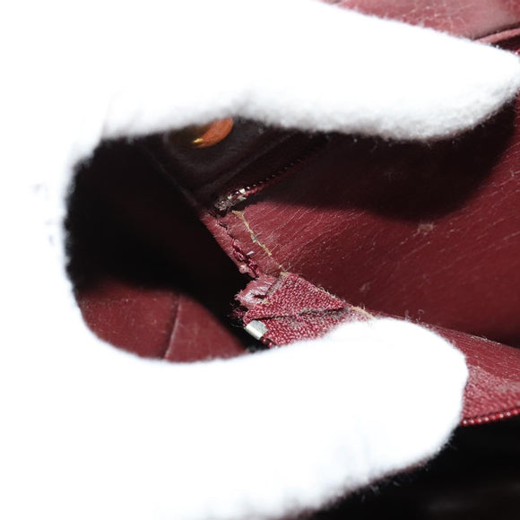 Christian Dior Shoulder Bag Leather Bordeaux Gold Auth BA3931