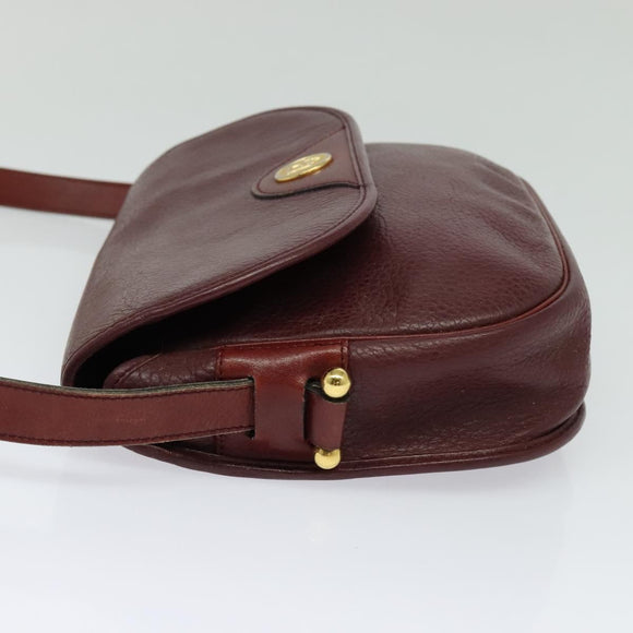 Christian Dior Shoulder Bag Leather Bordeaux Gold Auth BA3931