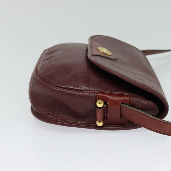 Christian Dior Shoulder Bag Leather Bordeaux Gold Auth BA3931