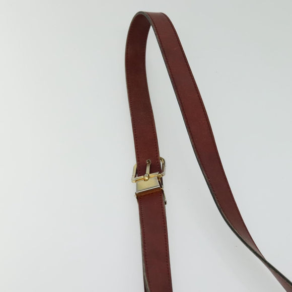 Christian Dior Shoulder Bag Leather Bordeaux Gold Auth BA3931