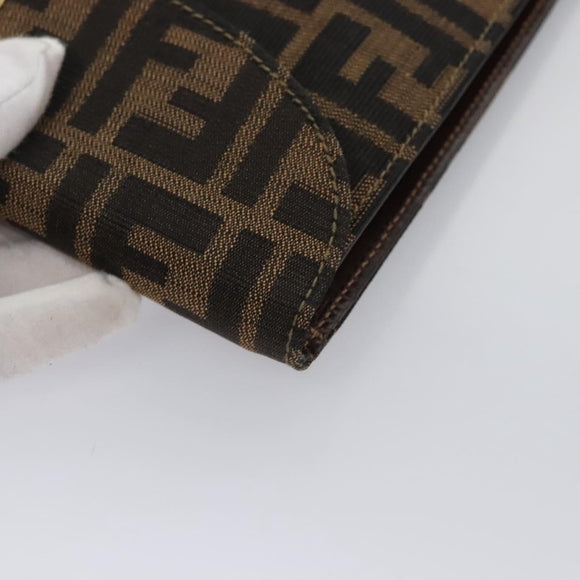 FENDI Zucca Canvas Hand Bag Brown Black gold Auth BA394V