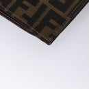FENDI Zucca Canvas Hand Bag Brown Black gold Auth BA394V-17