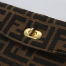FENDI Zucca Canvas Hand Bag Brown Black gold Auth BA394V-10