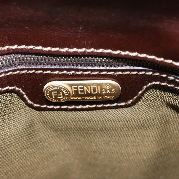 FENDI Zucca Canvas Hand Bag Brown Black gold Auth BA394V