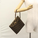 FENDI Zucca Canvas Hand Bag Brown Black gold Auth BA394V-26