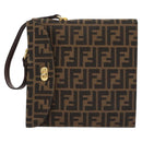 FENDI Zucca Canvas Hand Bag Brown Black gold Auth BA394V-2