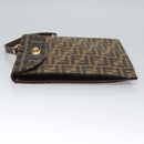 FENDI Zucca Canvas Hand Bag Brown Black gold Auth BA394V-4