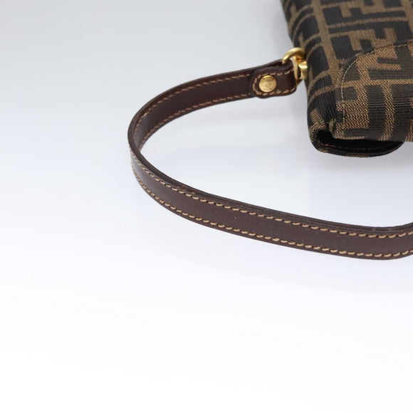 FENDI Zucca Canvas Hand Bag Brown Black gold Auth BA394V