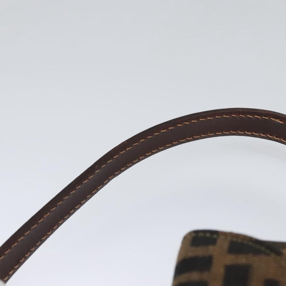 FENDI Zucca Canvas Hand Bag Brown Black gold Auth BA394V