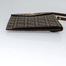 FENDI Zucca Canvas Hand Bag Brown Black gold Auth BA394V-5