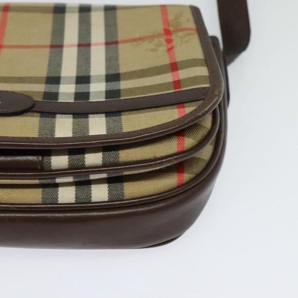 Burberrys Nova Check Shoulder Bag Canvas Beige Gold Auth BA3948