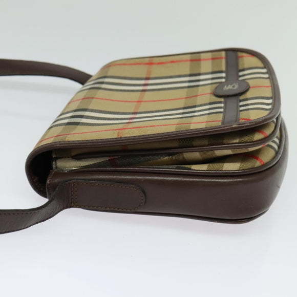 Burberrys Nova Check Shoulder Bag Canvas Beige Gold Auth BA3948