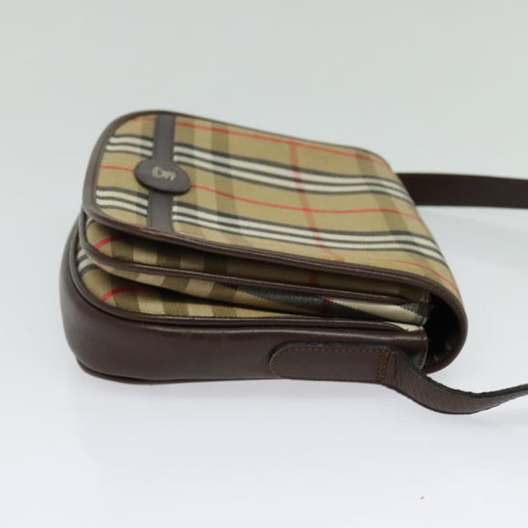 Burberrys Nova Check Shoulder Bag Canvas Beige Gold Auth BA3948