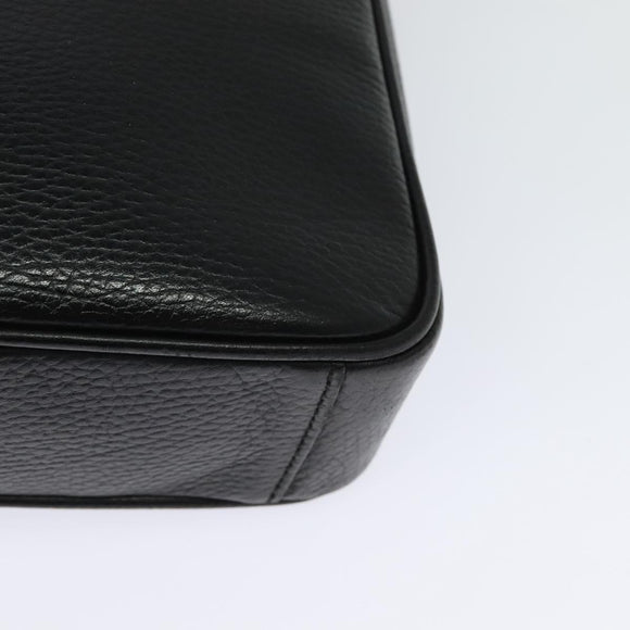 BURBERRY Shoulder Bag Leather Black Silver Auth BA3949