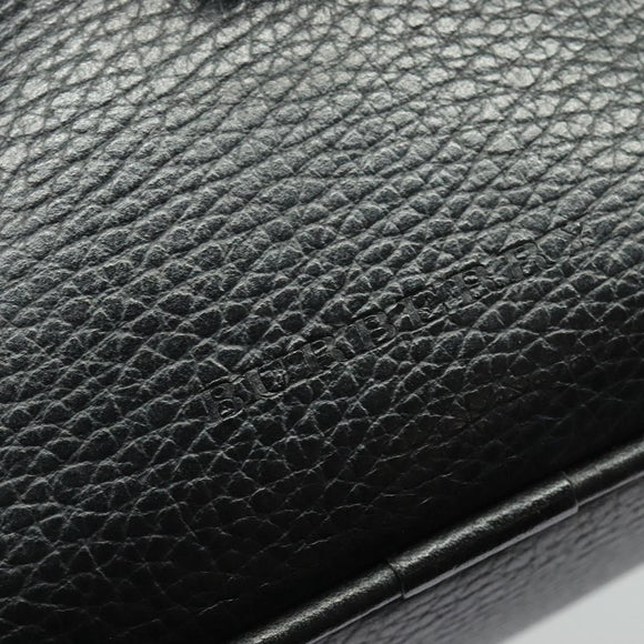 BURBERRY Shoulder Bag Leather Black Silver Auth BA3949