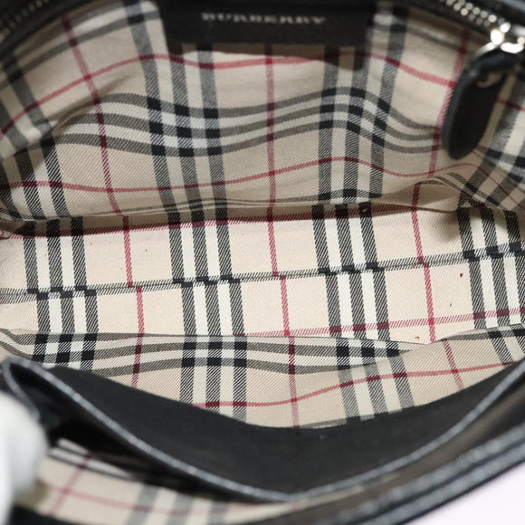 BURBERRY Shoulder Bag Leather Black Silver Auth BA3949