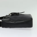 BURBERRY Shoulder Bag Leather Black Silver Auth BA3949-3