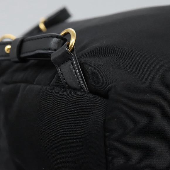 Stella MacCartney Backpack Nylon Gold Black Auth BA395