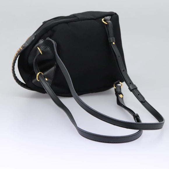 Stella MacCartney Backpack Nylon Gold Black Auth BA395