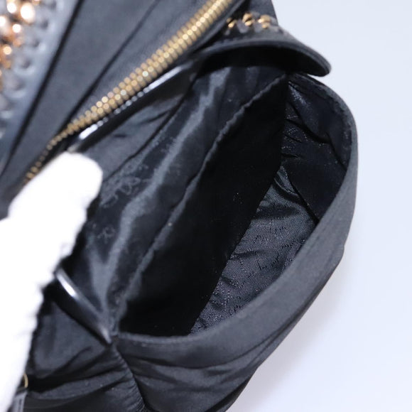 Stella MacCartney Backpack Nylon Gold Black Auth BA395
