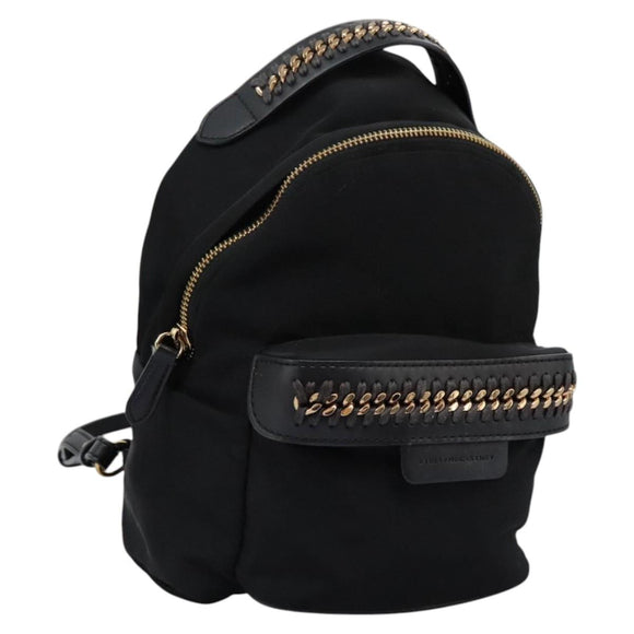 Stella MacCartney Backpack Nylon Gold Black Auth BA395