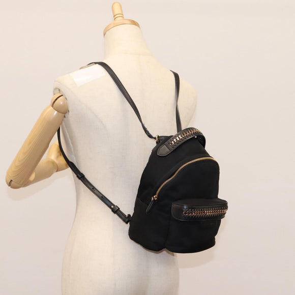 Stella MacCartney Backpack Nylon Gold Black Auth BA395