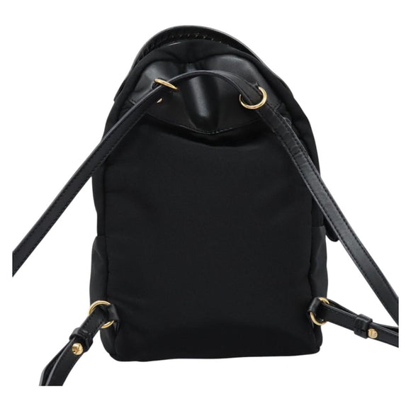 Stella MacCartney Backpack Nylon Gold Black Auth BA395