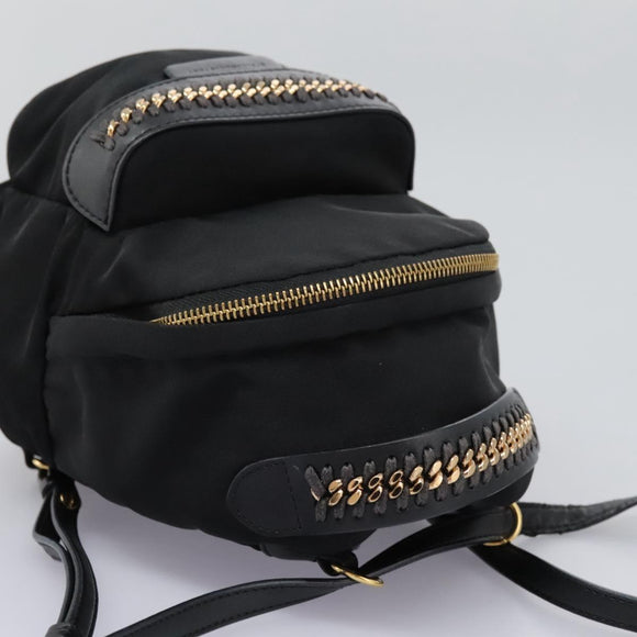 Stella MacCartney Backpack Nylon Gold Black Auth BA395
