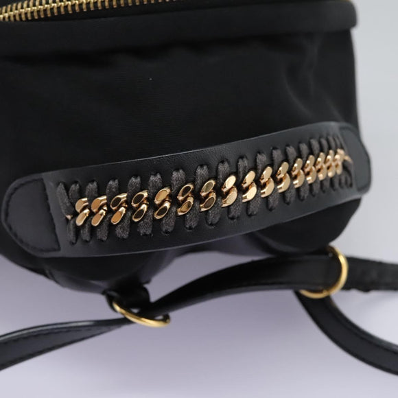 Stella MacCartney Backpack Nylon Gold Black Auth BA395