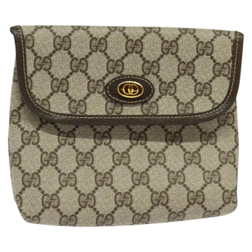 GUCCI GG Supreme Pouch PVC Beige Gold Auth BA3951