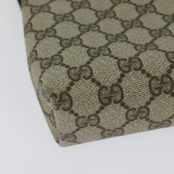 GUCCI GG Supreme Pouch PVC Beige Gold Auth BA3951