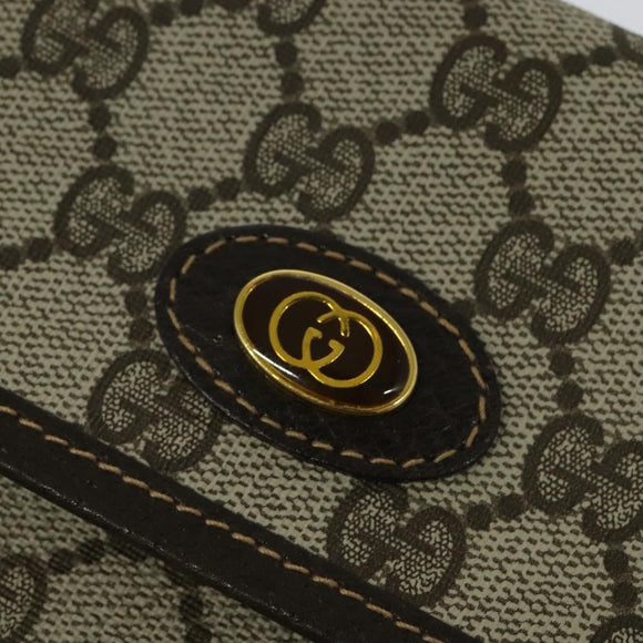 GUCCI GG Supreme Pouch PVC Beige Gold Auth BA3951
