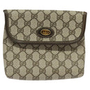 GUCCI GG Supreme Pouch PVC Beige Gold Auth BA3951-2