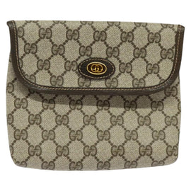 GUCCI GG Supreme Pouch PVC Beige Gold Auth BA3951 - 0