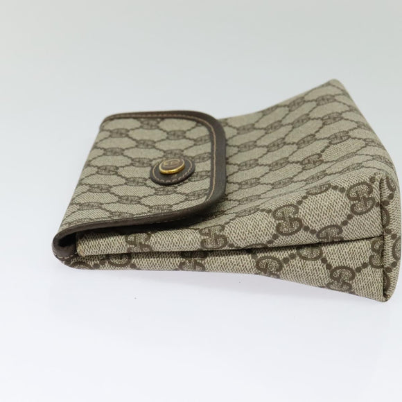 GUCCI GG Supreme Pouch PVC Beige Gold Auth BA3951