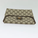 GUCCI GG Supreme Pouch PVC Beige Gold Auth BA3951-6