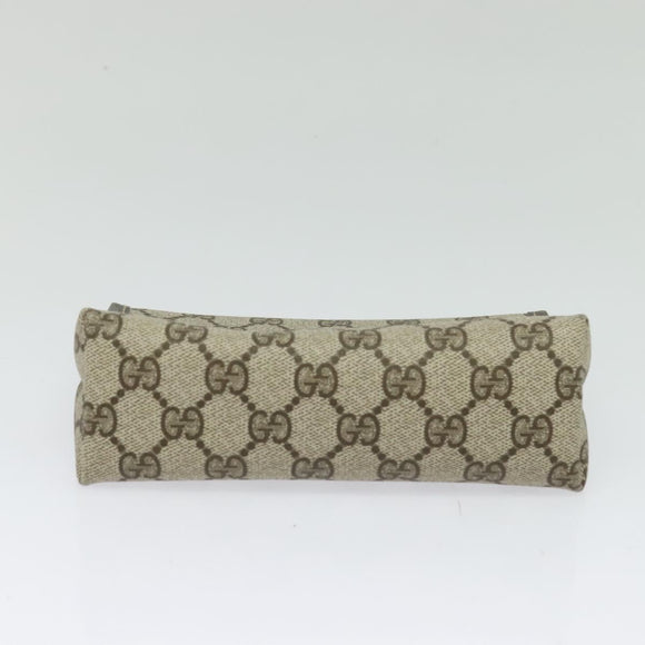 GUCCI GG Supreme Pouch PVC Beige Gold Auth BA3951