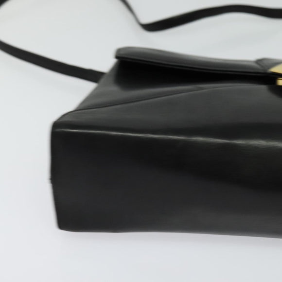 GIVENCHY Shoulder Bag Leather Black Gold Auth BA3952