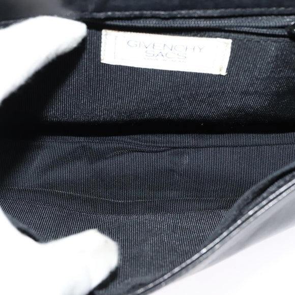 GIVENCHY Shoulder Bag Leather Black Gold Auth BA3952