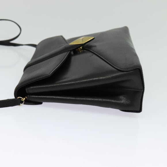 GIVENCHY Shoulder Bag Leather Black Gold Auth BA3952