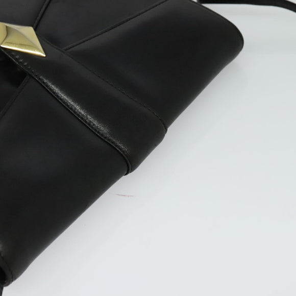 GIVENCHY Shoulder Bag Leather Black Gold Auth BA3952