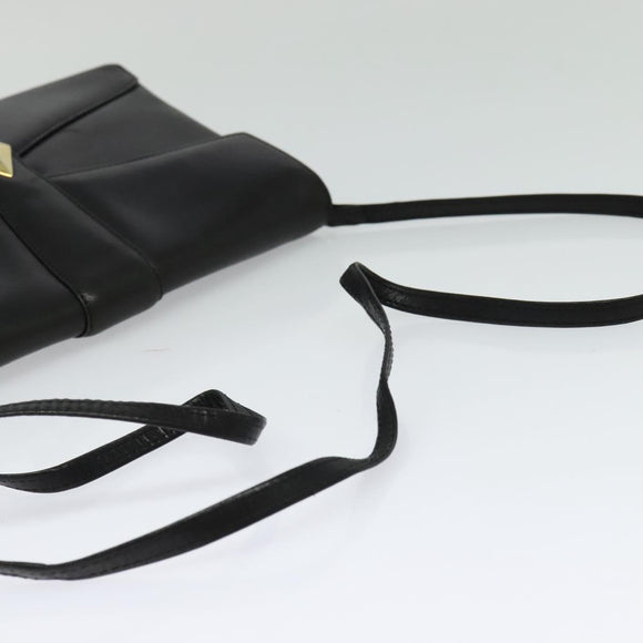 GIVENCHY Shoulder Bag Leather Black Gold Auth BA3952