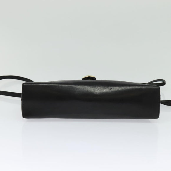 GIVENCHY Shoulder Bag Leather Black Gold Auth BA3952