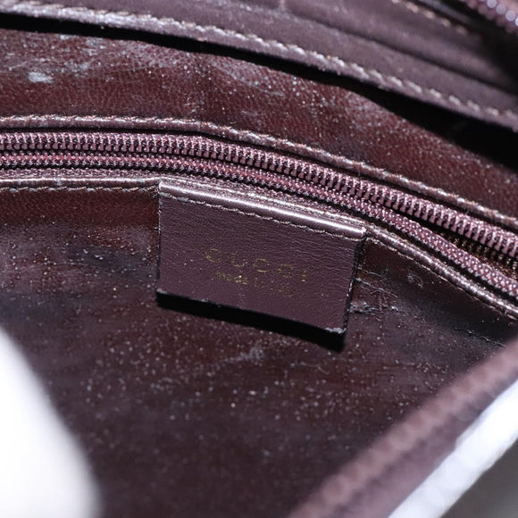 GUCCI Bamboo Shoulder Bag Leather Dark Brown Gold 001 3007 Auth BA3953