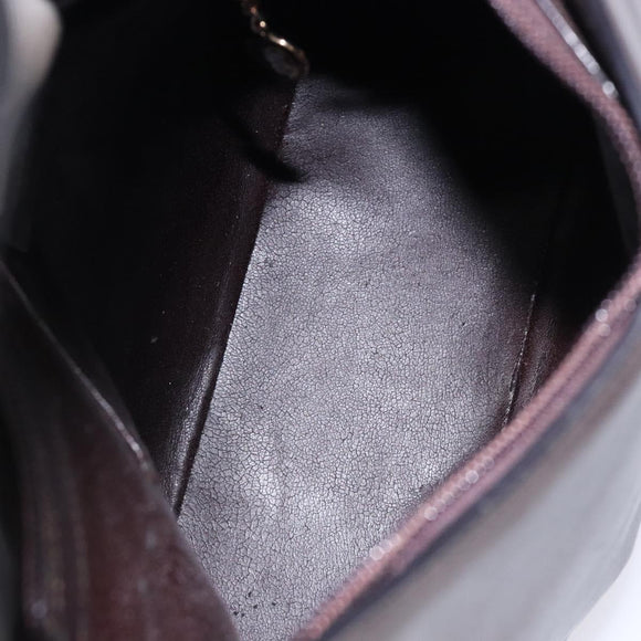 GUCCI Bamboo Shoulder Bag Leather Dark Brown Gold 001 3007 Auth BA3953